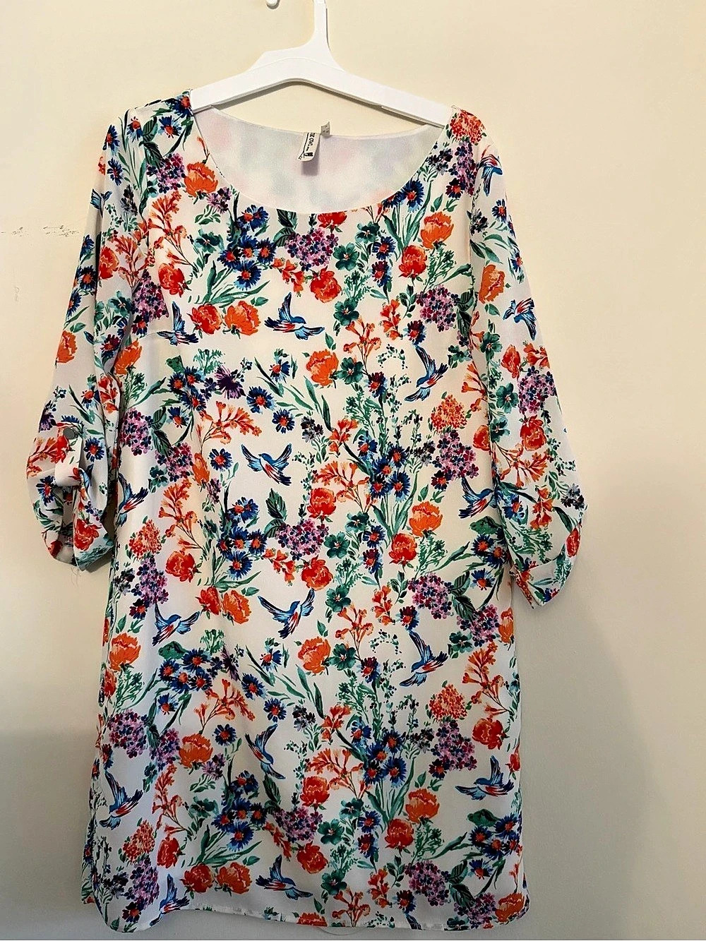 Pink Owl Floral Mini Dress in White & Multicolor